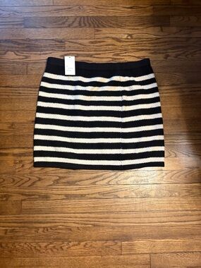 a new day Black and White Striped Knit Mini Skirt